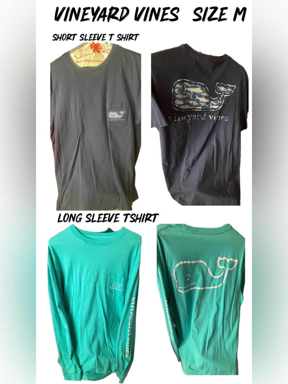Vineyard Vines Long Sleeve Whale Tee - Black & Teal